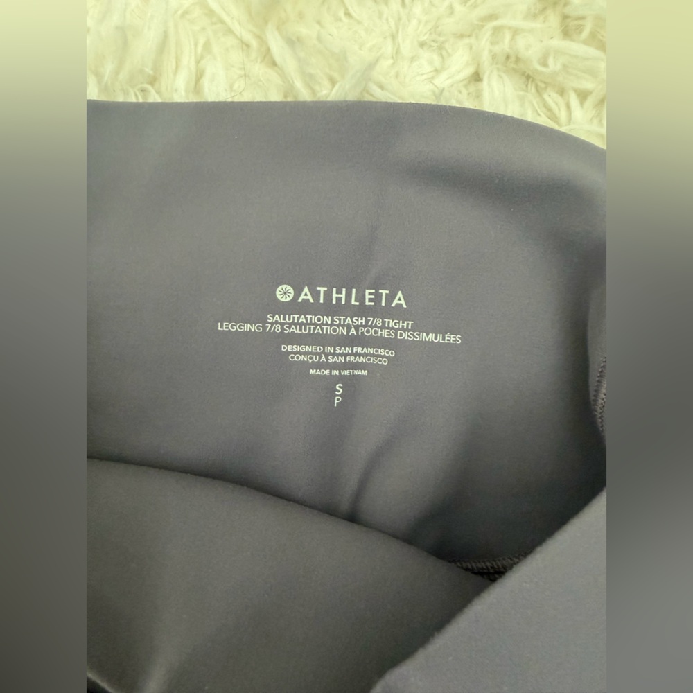 Athleta Salutation Stash pocket 7/8 Tight Leggings color Slate Size Small - Picture 4 of 8